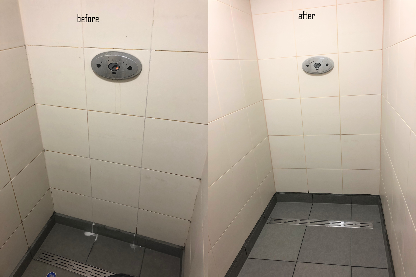 Shower tile cleaning at a gym