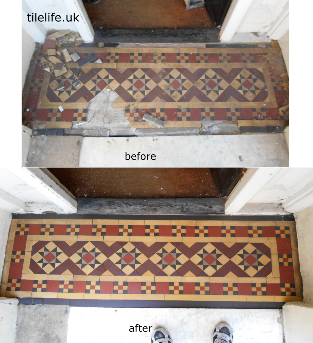 Victorian tiled porch clean and restoration North London
