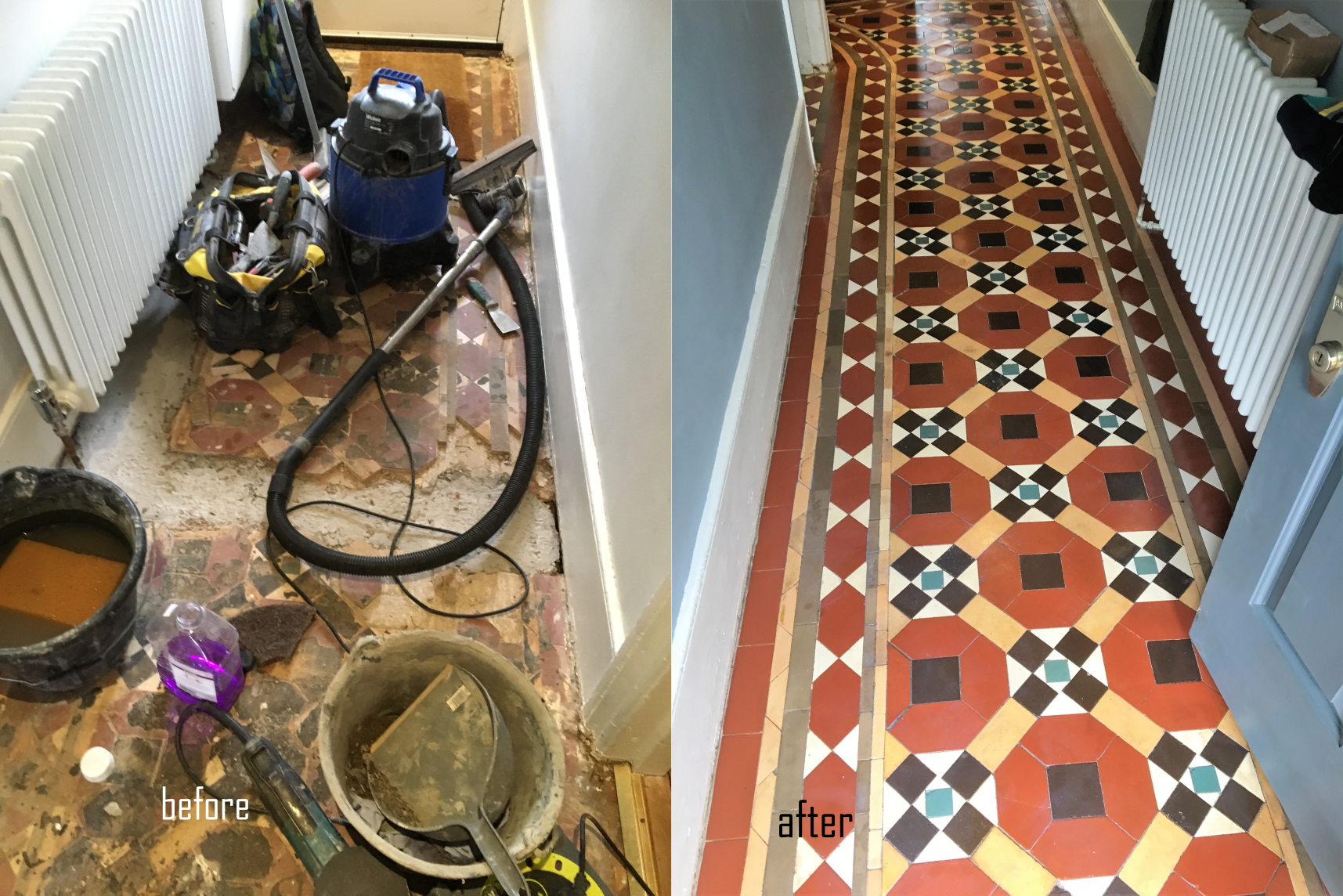 original Victorian hallway tiles completely rebuilt