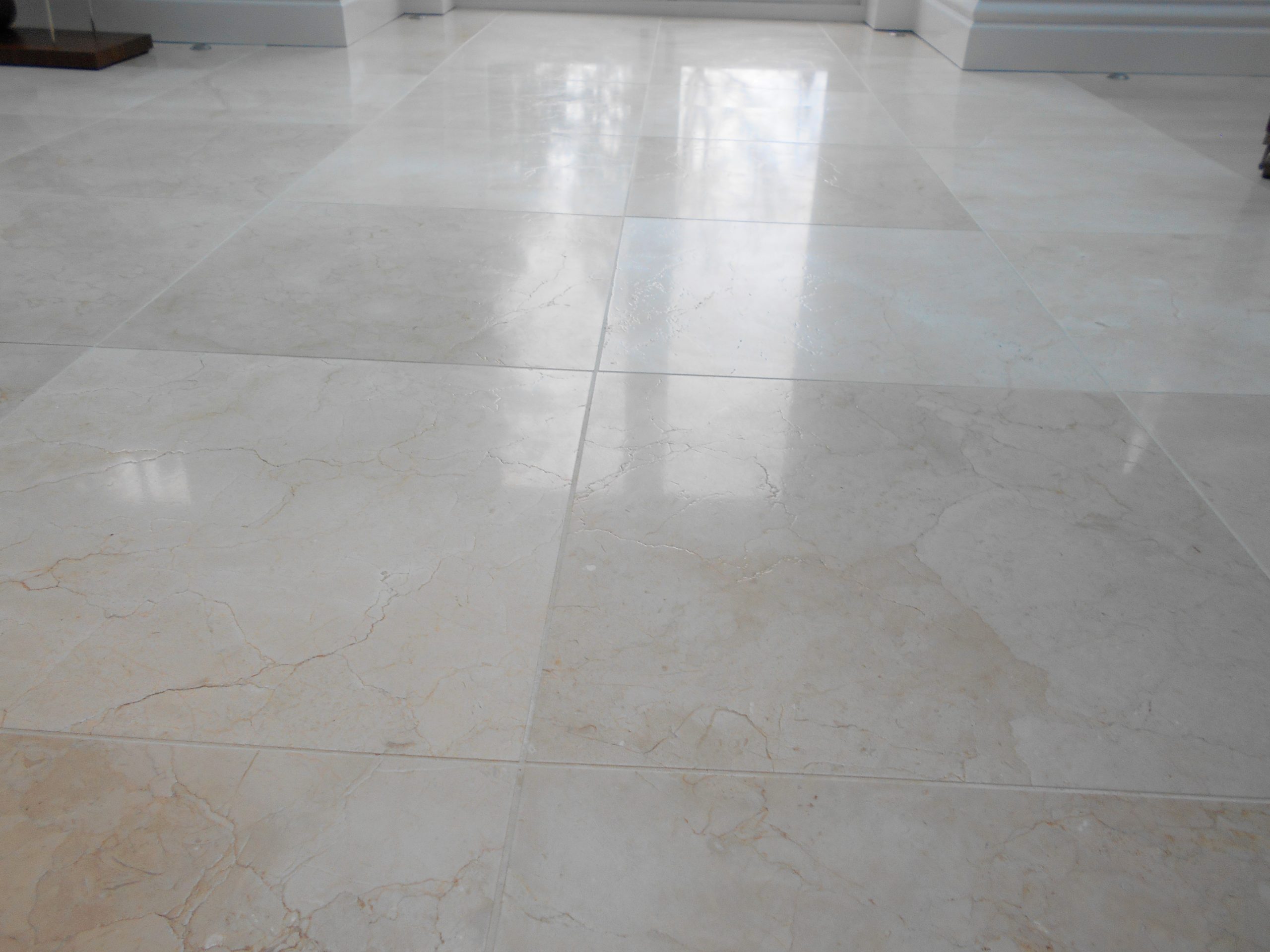 White marble tiles polished and sealed