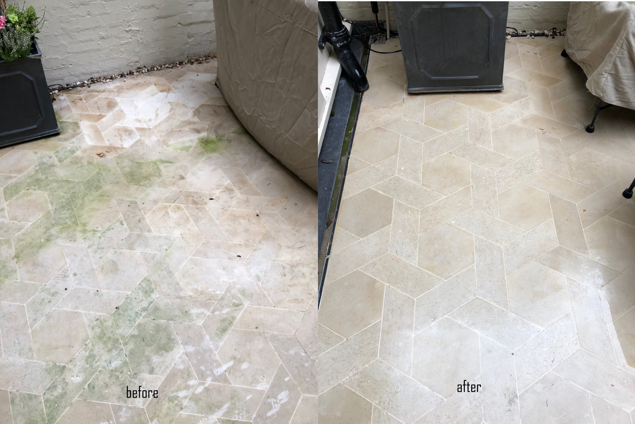 Limestone tiles cleaned